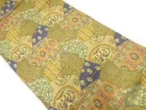 リサイクル 丸文に向かい鳳凰・花唐草模様織出し名古屋帯